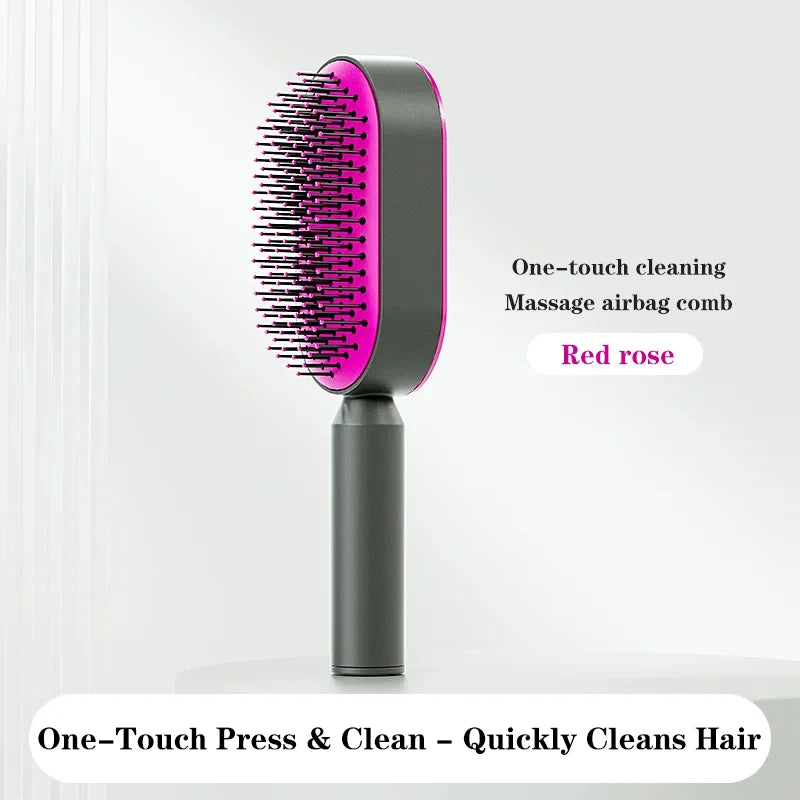 Self Cleaning Hairbrush Women Hair Brush One-Key Cleaning Hair Loss Airbag Scalp Massage Comb Anti-Static Hairbrush